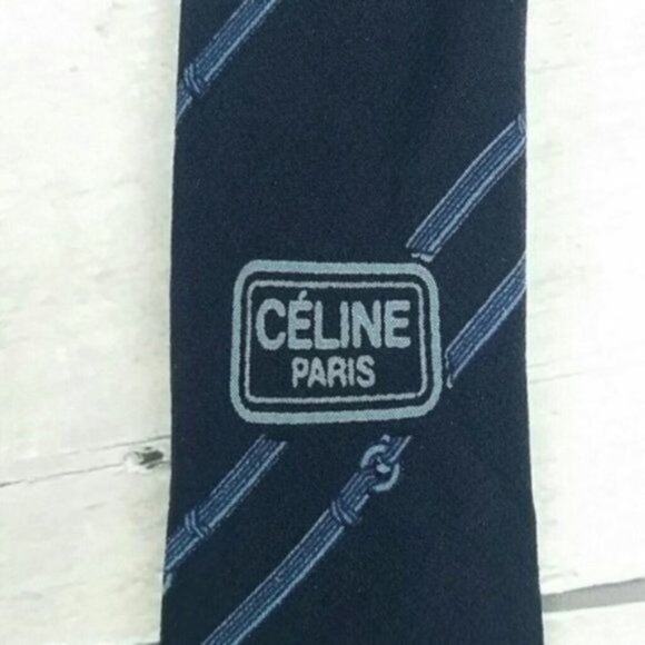 Celine Paris Navy and Light Blue Neck Tie - Picture 6 of 11